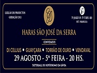 Nesta quinta-feira, às 20 horas, Leilão do Haras São José da Serra e convidados