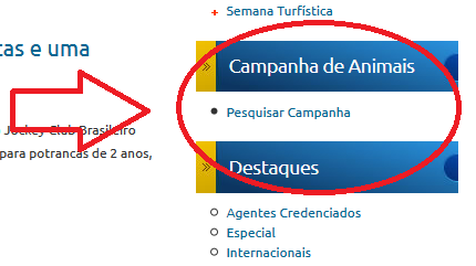 Você pode consultar as campanhas dos animais pelo site do Jockey