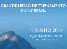 APPS: Hoje, às 20h, no Tattersall da Gávea, Grande Leilão de Treinamento do GP Brasil