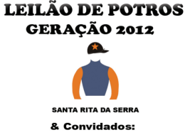 Pro Turfe: Hoje, às 20h, Leilão de Potros do Haras Santa Rita da Serra e convidados Stud Correas e Haras J.B.Barros