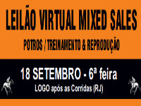 Pro Turfe: Sexta-feira, dia 18, Leilão Virtual Mixed Sales