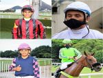 Quatro jóqueis com três vitórias