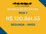 Bonificação Extra do Pick 7 (R$ 120.861,53) agita a noturna de segunda (09) na Gávea