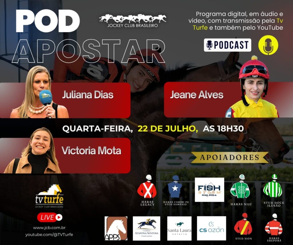 Quarta-Feira (22/07), o podApostar recebe a joqueta Jeane Alves